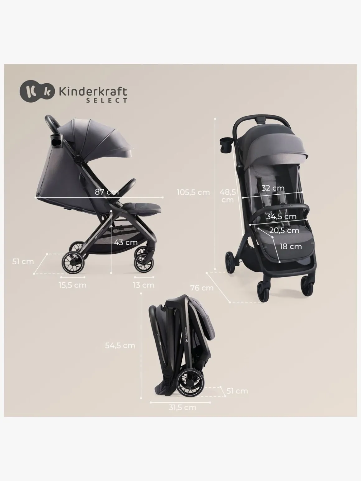Kinderkraft NUBI 2 Klapvogn, Mystic Green