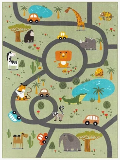KMCarpets Gulvtæppe Play Animal 120x160, Grøn