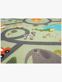 KMCarpets Play Animals Rund Gulvtæppe 120, Grøn