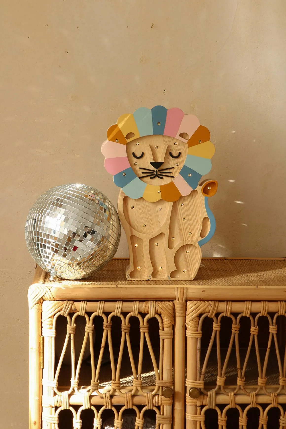 Little Lights Lampe Løve, Retro Rainbow