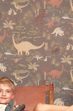 Majvillan Tapet Dinosaur Vibes, Evening Grey