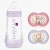 MAM Original Night Silikone Sutter 2-pak & Easy Start Sutteflaske Anti-kolik 260 ml, Pink