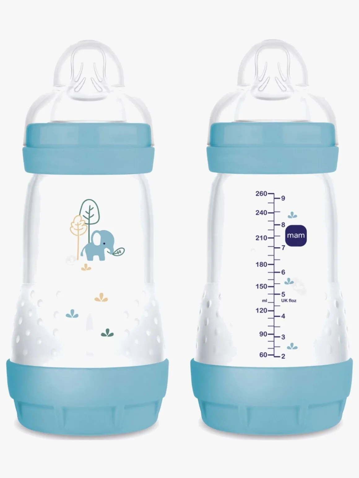 MAM Original Silikone Sut 16-36 mdr. 2-pak & Easy Start Sutteflaske Anti-Kolik 260 ml, Blå