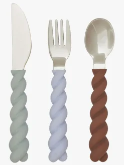 OYOY Mellow Bestik 3-pak, Pale Mint/Choko/Ice Blue