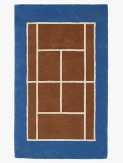 OYOY Tennis Gulvtæppe 88x150, Caramel/Optic Blue