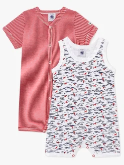 Petit Bateau Onesies, Rød/Hvid