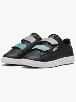 Puma Smash 3.0 Glitter Velcro V Infant Sneakers, Sort