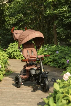 QPlay Rito Delux 6-i-1 Sammenklappelig Trehjulet Cykel, Brun
