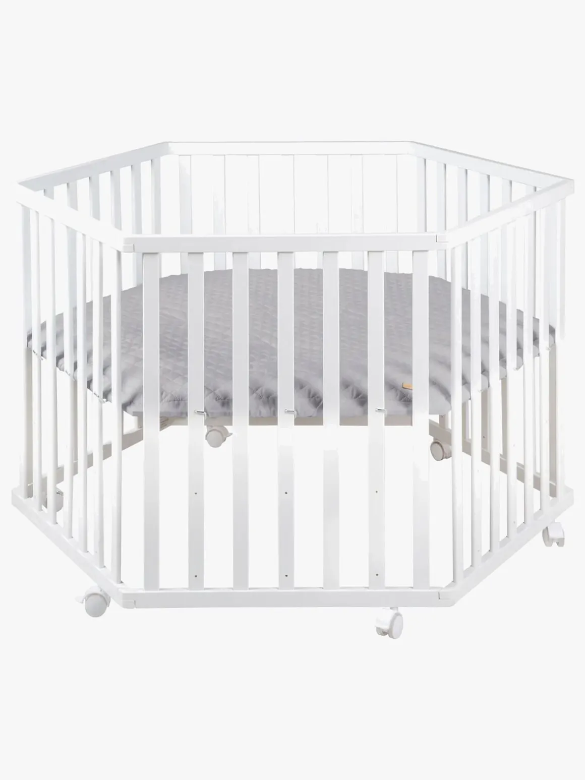 Roba Style Hexagon Kravlegård med Hjul, White & Grey