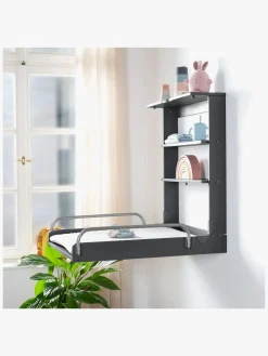 Roba Væghængt Puslebord & Puslepude, Anthracite Lacquered/Silver Grey