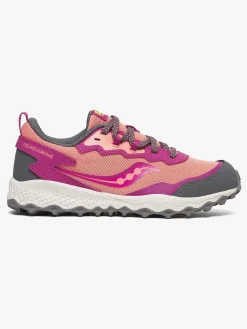 Saucony Peregrine Kids Shield Træningssko, Berry/Coral