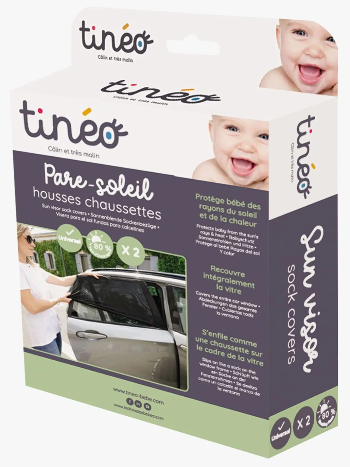Tinéo Pull-on Solskærm Bil 2-pak