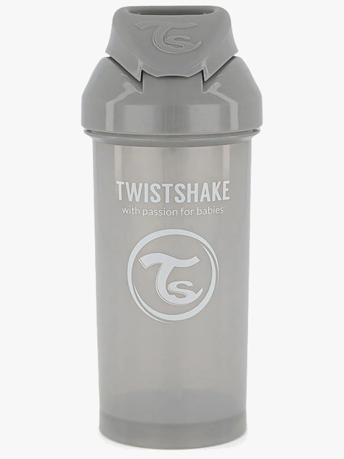Twistshake Kop m. Sugerør 360 ml, Grå
