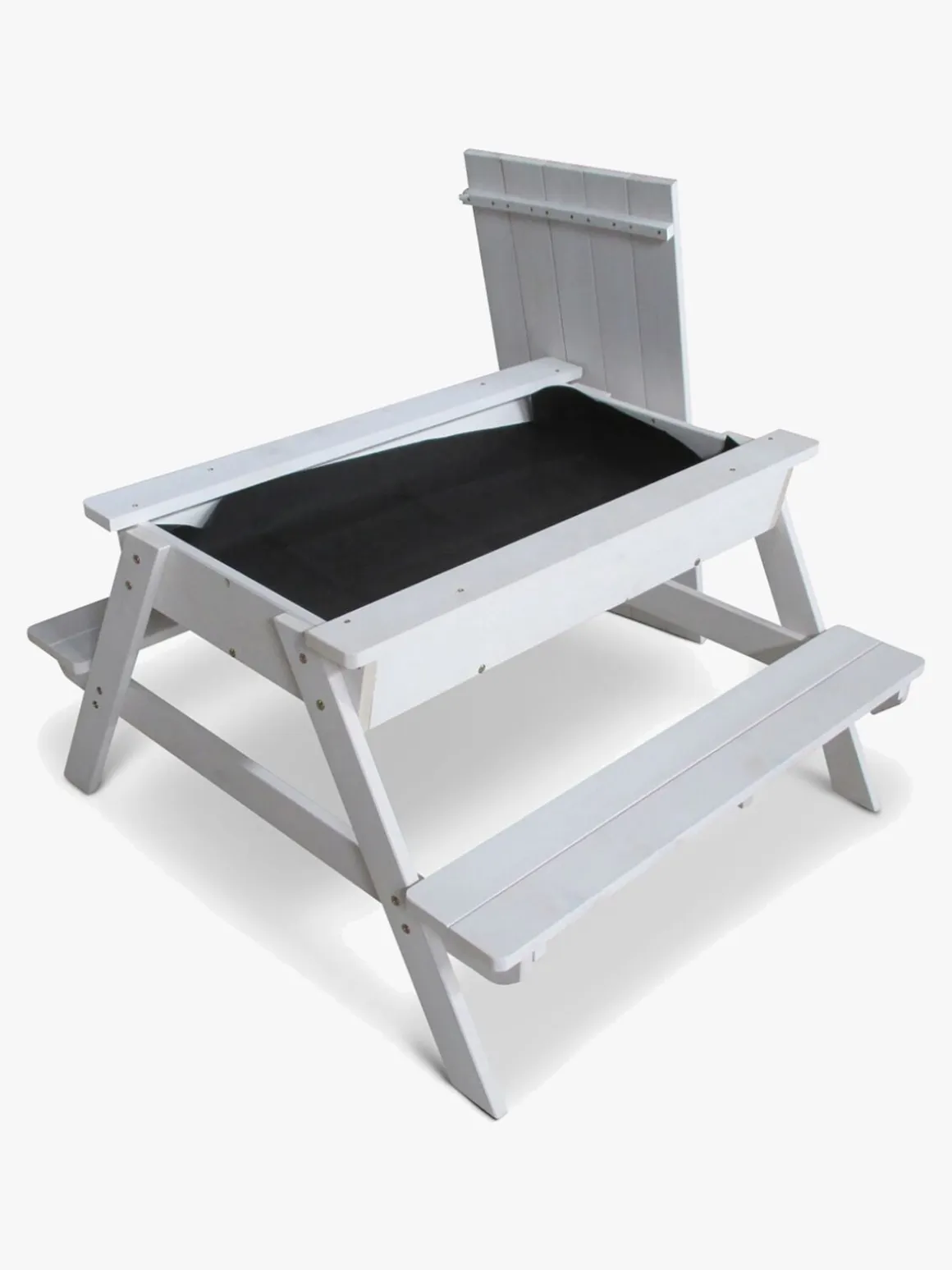 Woodlii Picnicbord med Sandkasse + Låg, Hvid