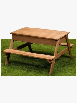 Woodlii Picnicbord med Sandkasse + Låg, Brun