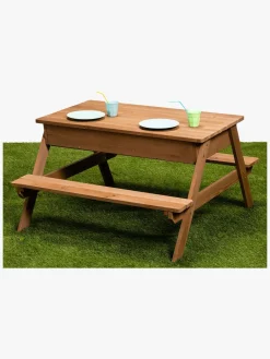 Woodlii Picnicbord med Sandkasse + Låg, Brun
