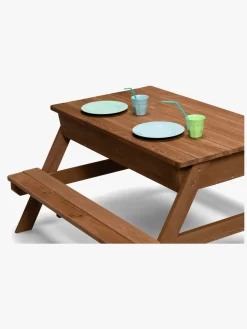 Woodlii Picnicbord med Sandkasse + Låg, Brun